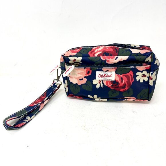 Rare ~ Cath Kidston London Wristlet Pouch Blue Floral - Picture 1 of 10
